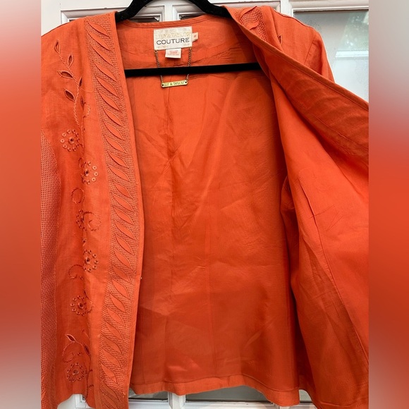 Lily & Taylor Couture 100% Linen Tangerine Orange Blazer Women’s Size 18 EUC! - Picture 4 of 14
